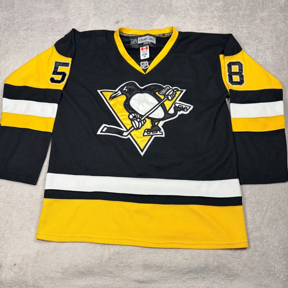 Pittsburgh Penguins Reebok CCM Jersey Mens 50 Black Letang 58 NHL Authentic